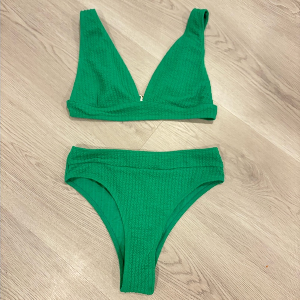 Shein Emerald Textured Bikini Set